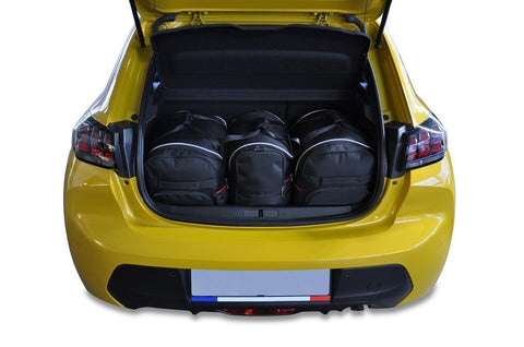 Peugeot 208 Hatchback 2019+ Reistassen Set 3-delig Kofferbak Trunk Weekendtassen Gemaakt Car Bags