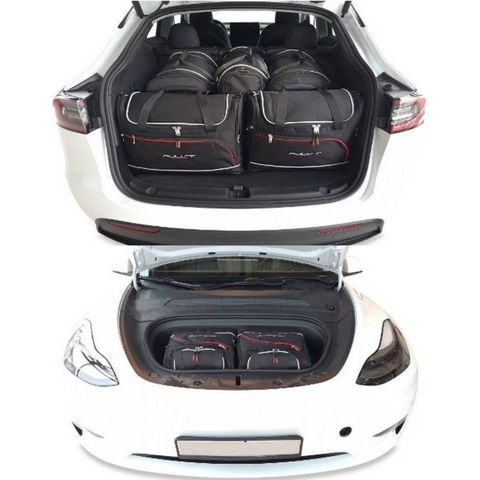 Tesla Model Y Reistassen op maat 9-delig Trunk en Frunk Organizer Weekendtassen Auto Accessoires