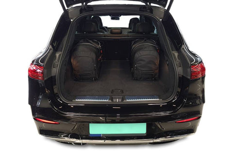 Alt-tekst: "5-delige Reistassen Set op maat voor MERCEDES-BENZ EQS SUV 2022+, 30% meer bagageruimte, 3 trolleys, 2 sporttassen, gratis verzending NL & BE