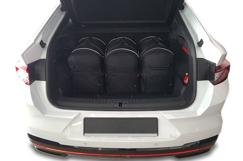 Reistassen Set op maat SKODA ENYAQ IV COUPE 2022+, 30% meer bagageruimte, 5 tassen (3 trolleys, 2 handbagage), gratis verzending NL & BE, 3 jaar garantie.