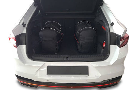 Reistassen Set op maat SKODA ENYAQ IV COUPE 2022+, 30% meer bagageruimte, 5 tassen (3 trolleys, 2 handbagage), gratis verzending NL & BE, 3 jaar garantie.
