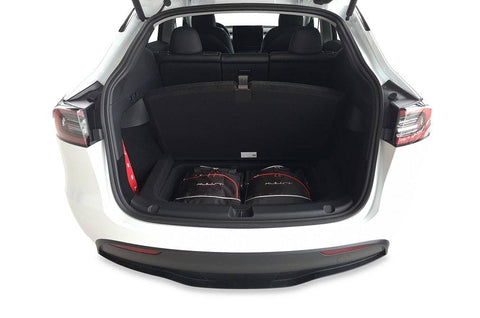 Tesla Model Y Reistassen Set, 2 zwarte handbagage tassen voor Lower Trunk Kabel Opbergruimte, 30% extra opslagruimte, geschikt als vliegtuig handbagage